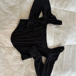 White Fox Longsleeve Black Corset Top